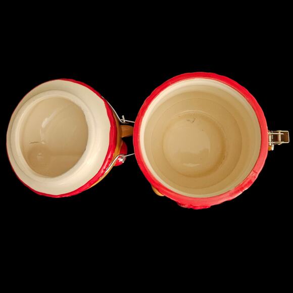 Christmas Reindeer Ceramic Canister Jar Red Scarf Airtight Holiday Kitchen Decor - Picture 6 of 7